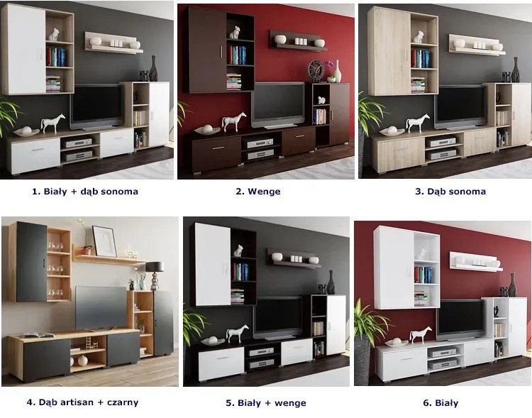 Zestaw mebli do salonu pod TV Pixelo 7X - wenge