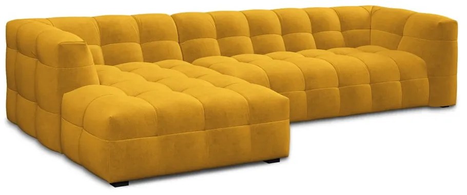 Żółty aksamitny narożnik Windsor &amp; Co Sofas Vesta, lewostronny