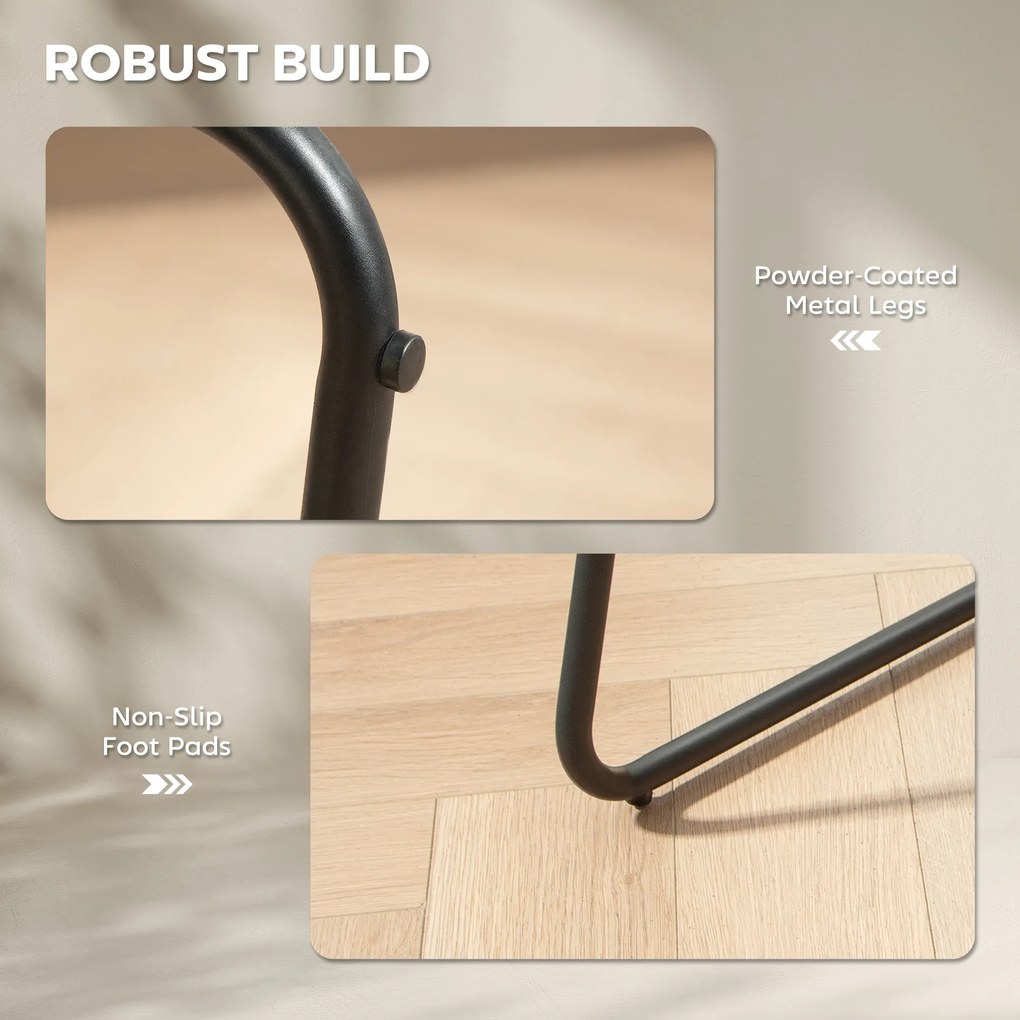 HOMCOM Zestaw 2 Barowych Stołków z Materiałowym Pokryciem i Piankowym Wypełnieniem, Krzesła Barowe z Metalowymi Nogami, Szare