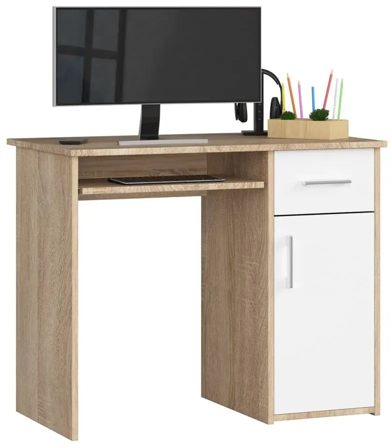 Biurko do komputera dąb sonoma + biały x H7-H59