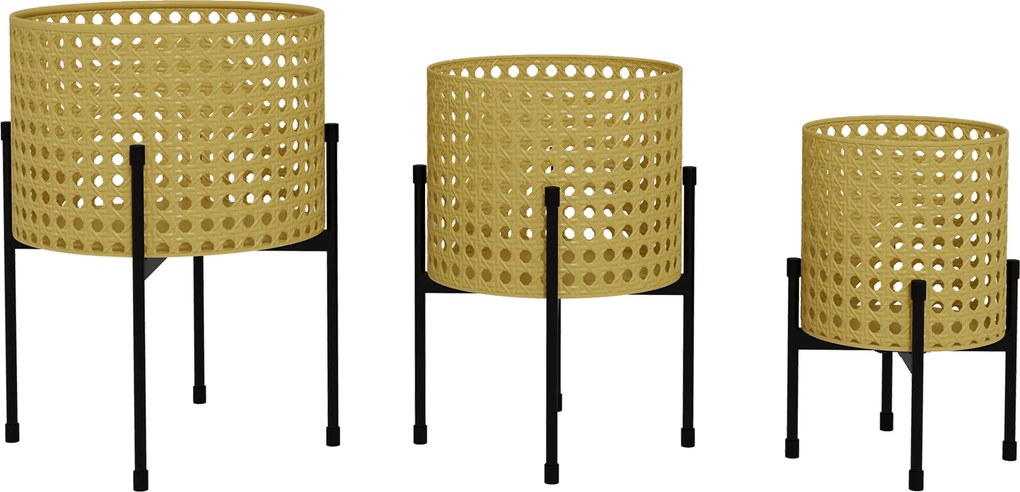 Outsunny Podstawki Pod Kwiaty, Zestaw 3 Szt., Metal, Do Użytku Wewnątrz i Na Zewnątrz, Czarno/Złoty