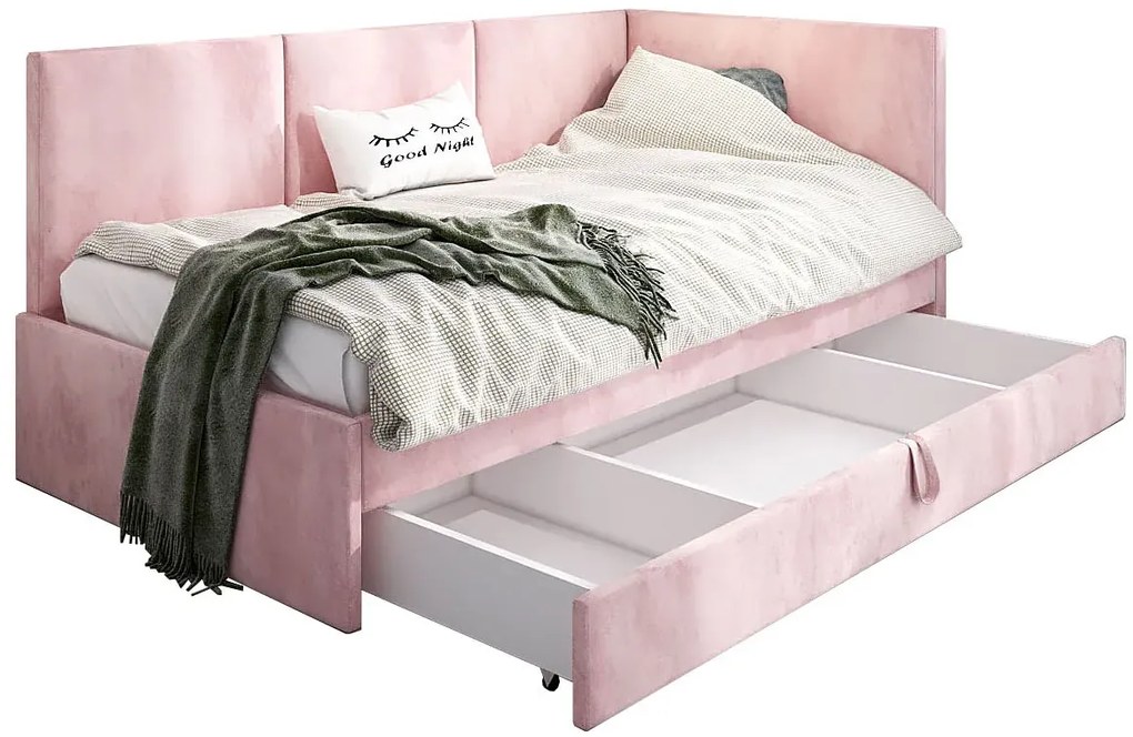 Różowy tapczan dziecięcy z szufladą Z0-D28