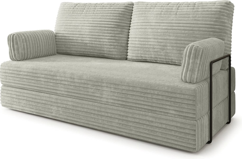 Masseno Sofa piankowa SILAR z funkcją spania, Kanapa z pianki do salonu, Bezmontażowa, Tkanina sztruksowa – Jasnoszary TILIA 83