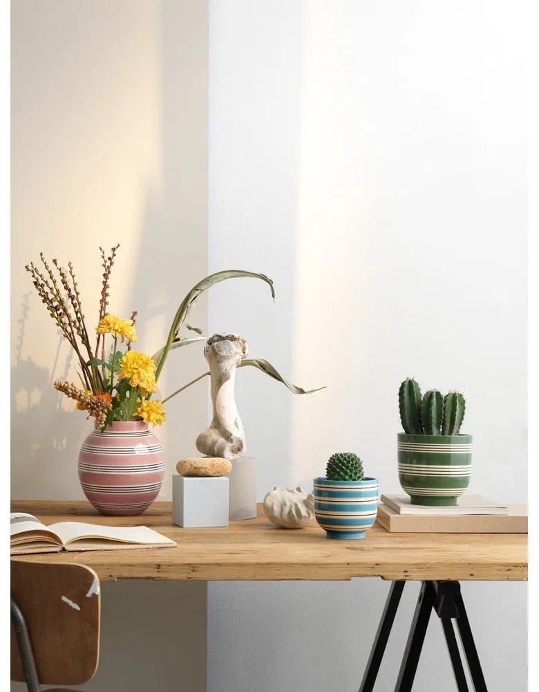 Biało-zielona ceramiczna doniczka Kähler Design Nuovo, ø 15 cm