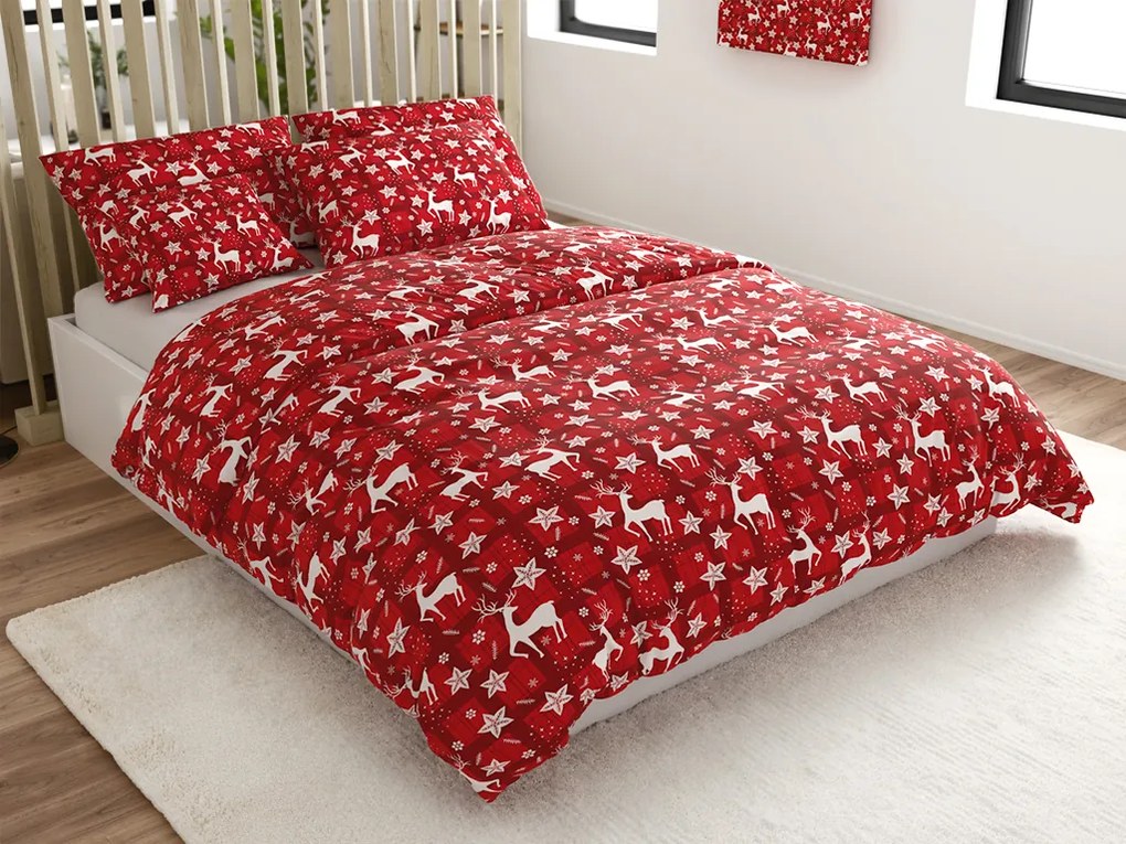PrzytulneMieszkanie.pl PrzytulneMieszkanie.pl Pościel z mikrofibry VELVET CHRISTMAS czerwone Rozmiar pościeli: 2 szt 70 x 90 cm | 200 x 220 cm