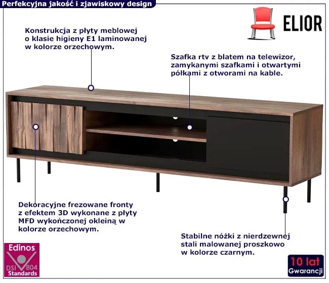 Orzechowa szafka rtv na nóżkach M6-W71