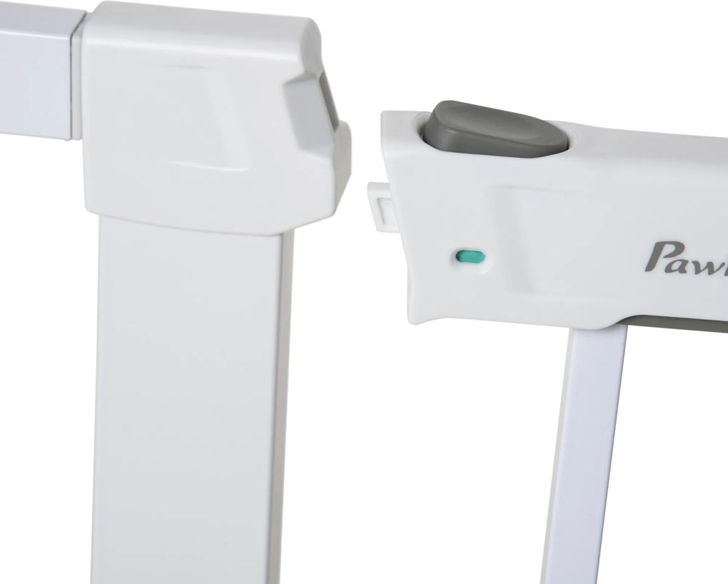 PawHut Barierka z drzwiczkami dla kotów Bramka zabezpieczająca biała regulowana 75-96x5x76cm | Aosom PL