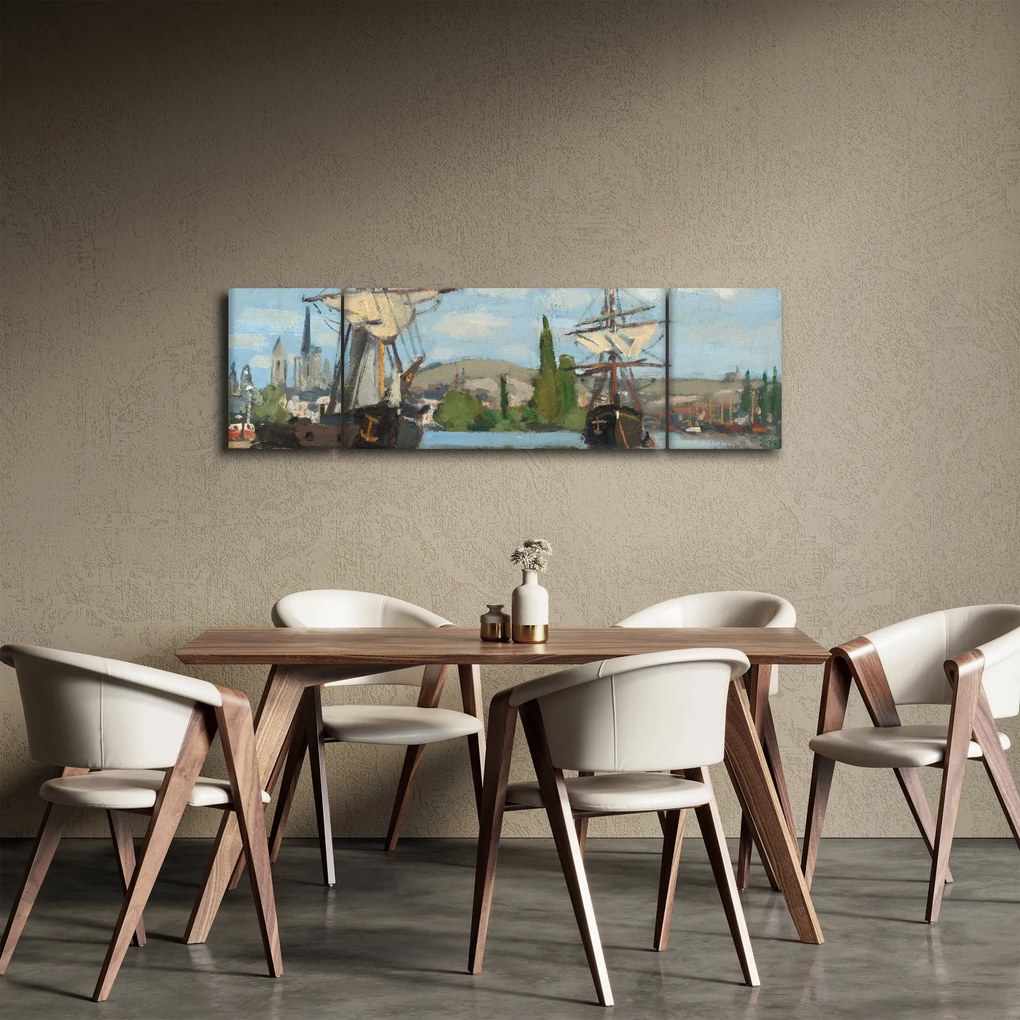 Obraz - Claude Monet, Ships Riding on the Seine at Rouen, reprodukcje (170x50 cm)