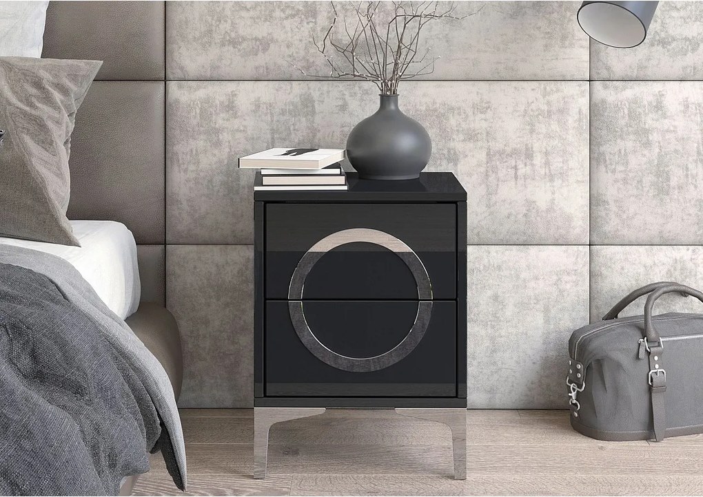 Czarna nowoczesna szafka nocna Dancan EVA / połysk
