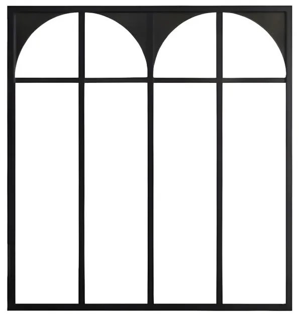 Przeszklona ścianka w stylu art déco, z lakierowanego termicznie aluminium, 120 × 130 cm – kolor czarny – ARCADEA