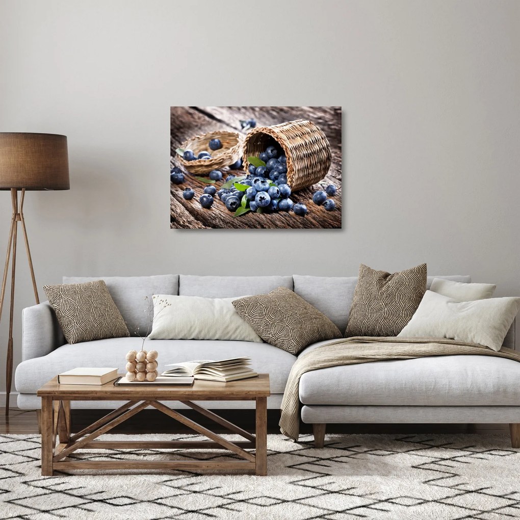 Obraz na szkle - Soczyste jagody (70x50 cm)