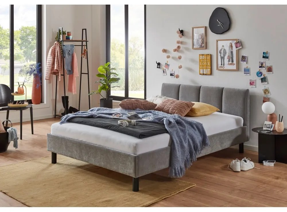 Szare tapicerowane łóżko jednoosobowe bez stelaża 120x200 cm Joker – Meise Möbel