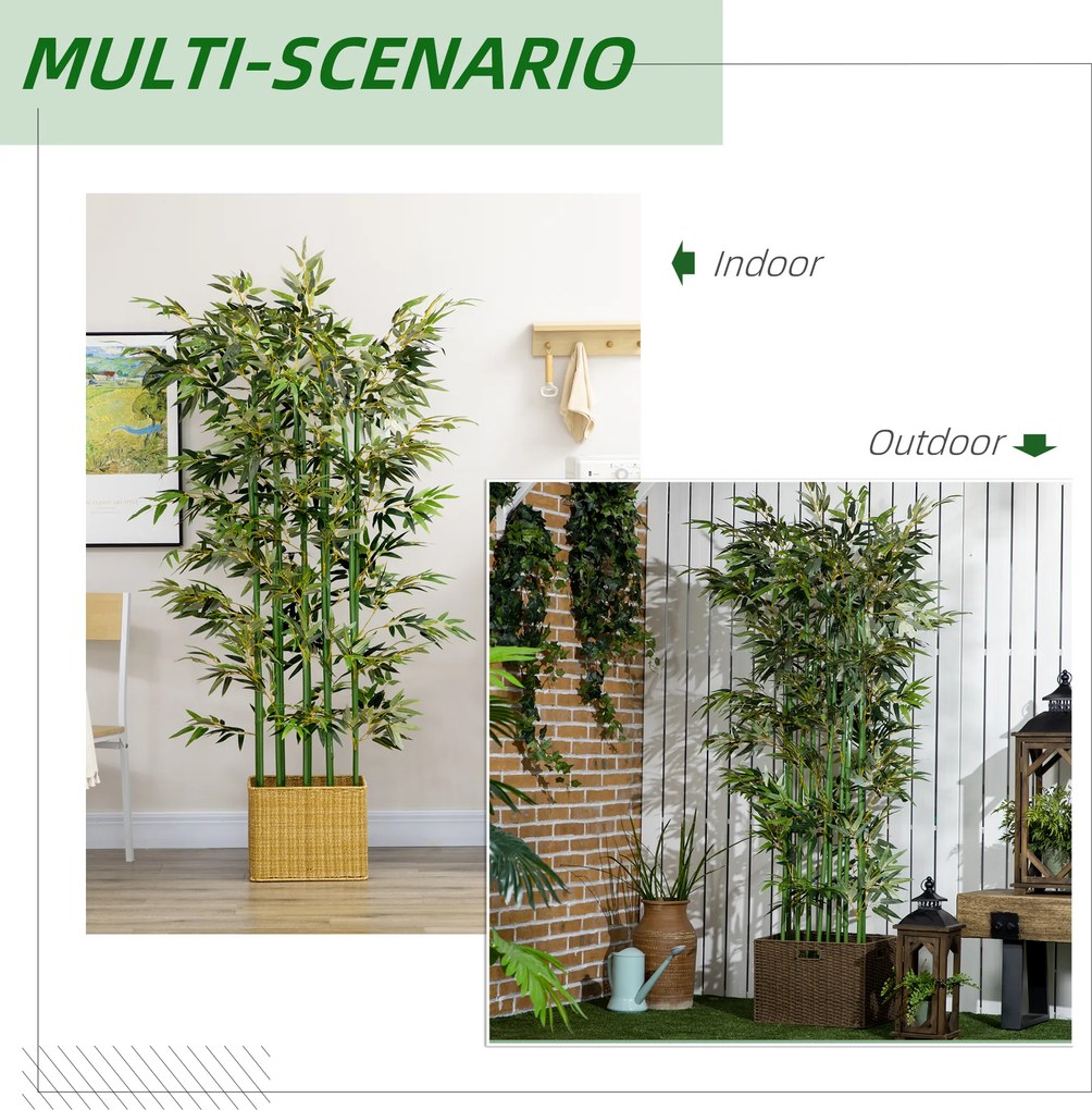 HOMCOM Sztuczny bambus 180 cm roślina dekoracyjna realistyczny wygląd łatwa pielęgnacja do domu zielony | Aosom PL