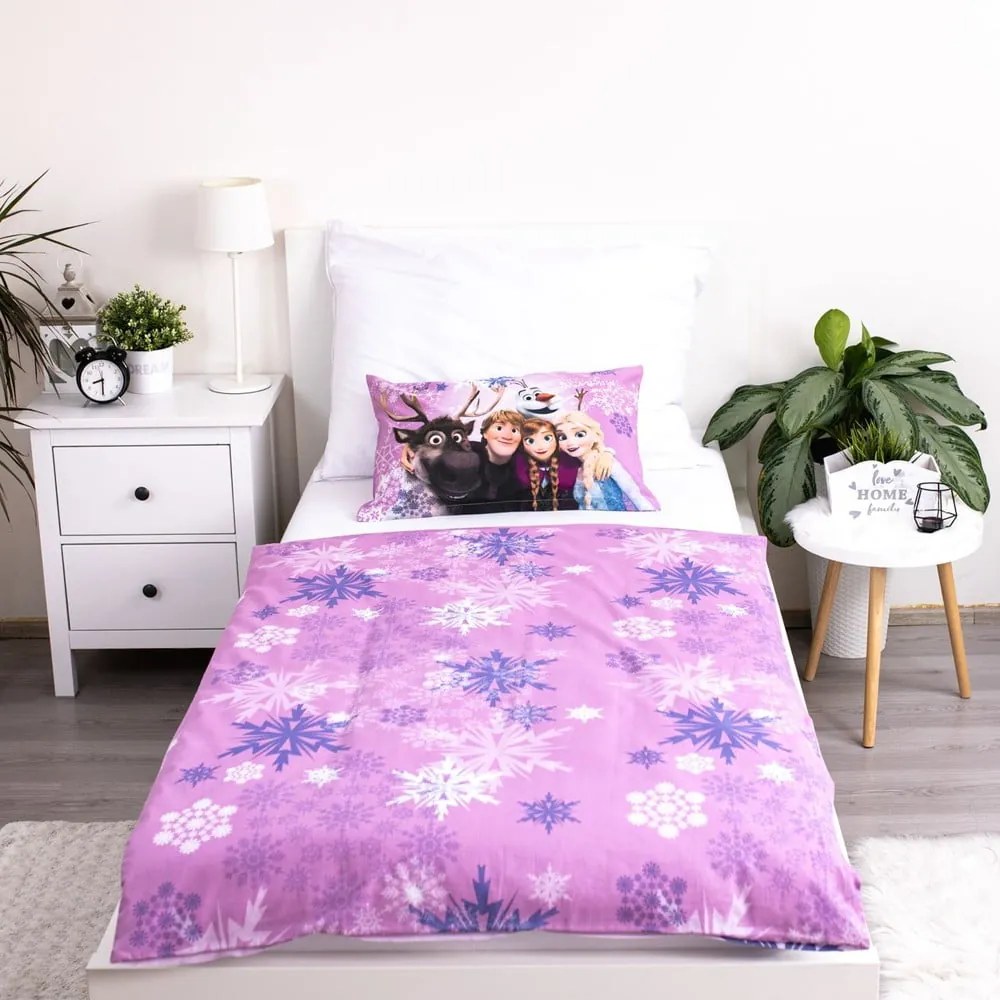 Bawełniana pościel dziecięca do łóżeczka 100x135 cm Frozen "Purple" – Jerry Fabrics