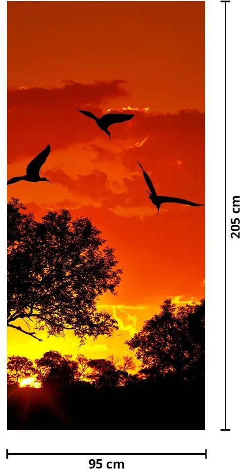 Fototapeta  na drzwi - Ptaki o zachodzie Słońca (95x205cm)