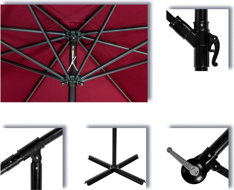 STILISTA Parasol z pokrowcem Ø 3 m, czerwony