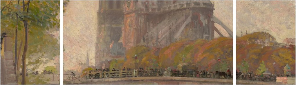 Obraz - Robert William Vonnoh, Notre Dame de Paris, reprodukcje (170x50 cm)