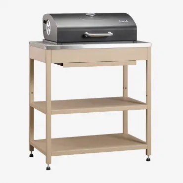 Moduł Z Grillem Węglowym Do Modułowej Kuchni Zewnętrznej Ze Stali Savona Kremowa Tapioca - Sklum