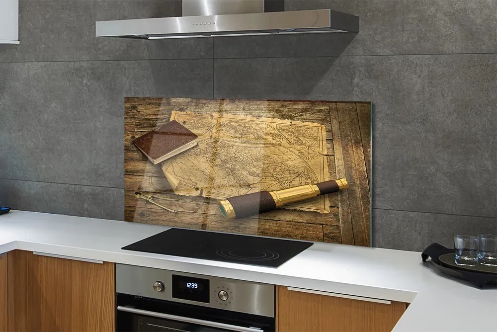 Szklany Panel Stara Mapa w Formie Zeszytu