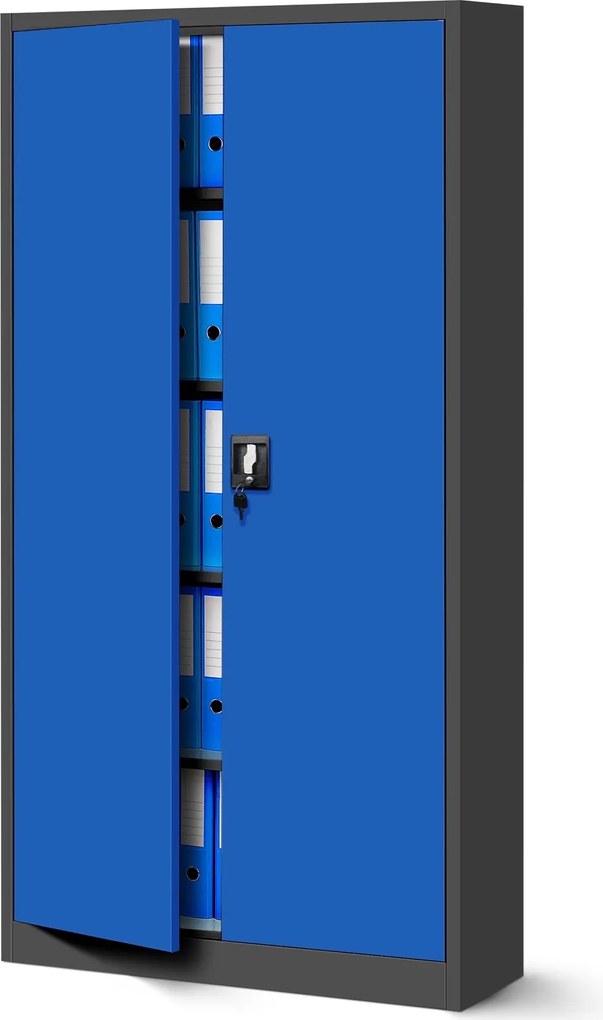Szafa biurowa na akta wysoka Jan H 90x40x195 cm antracyt/niebieski