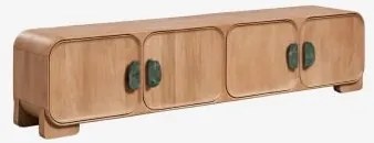 Mebel Rtv Z Drewna Mango I Naturalnego Kamienia Kivalina 220 X 45 Cm & Zielony Marmur Udaipur - Drewno Mango - Sklum