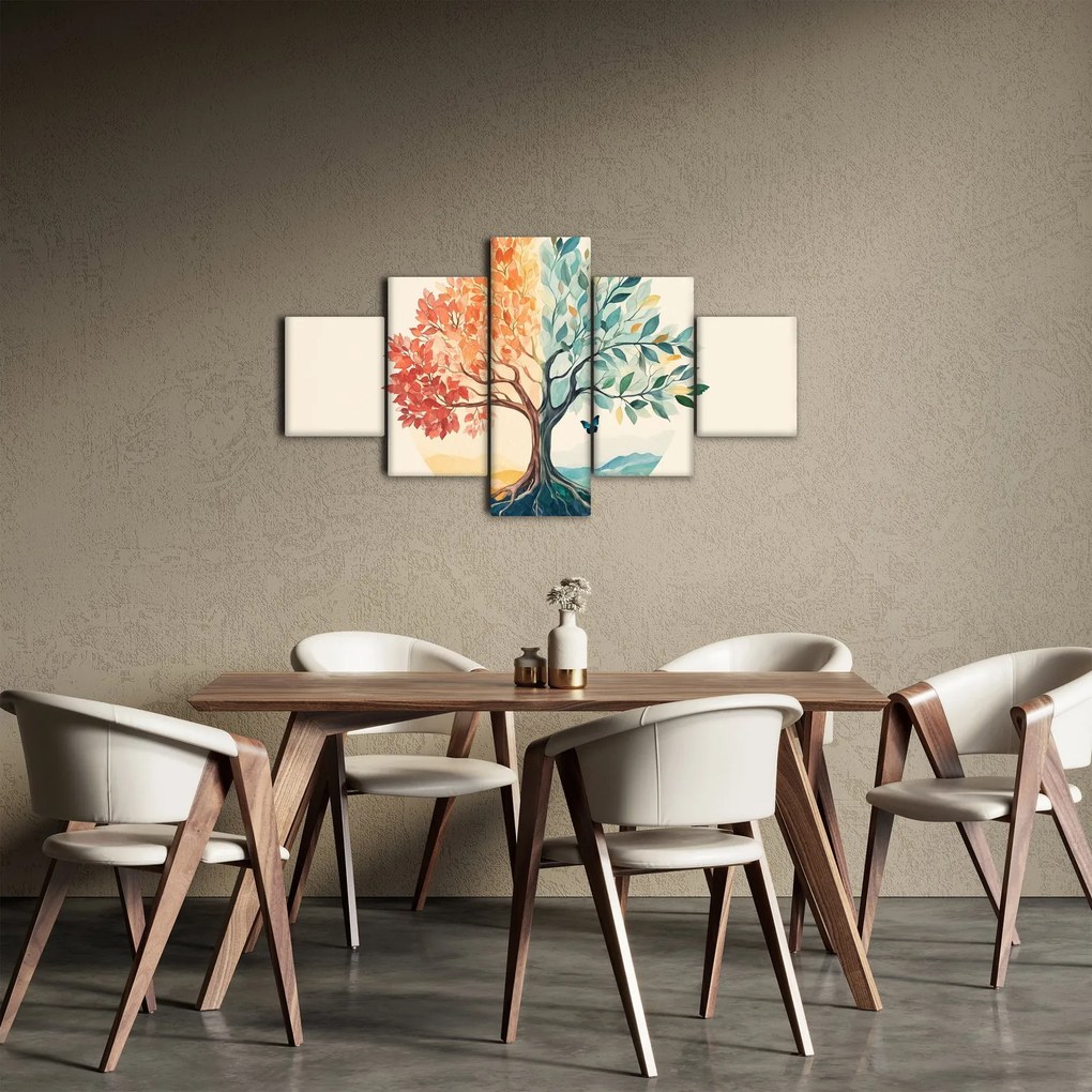 Obraz – Podwójne drzewo z motylem (125x70 cm)