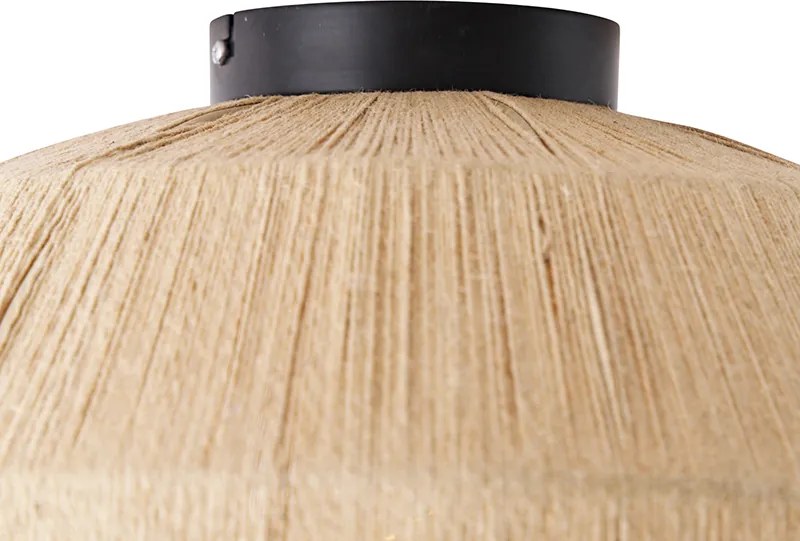 Orientalna lampa sufitowa czarna ze sznurkiem - Riki