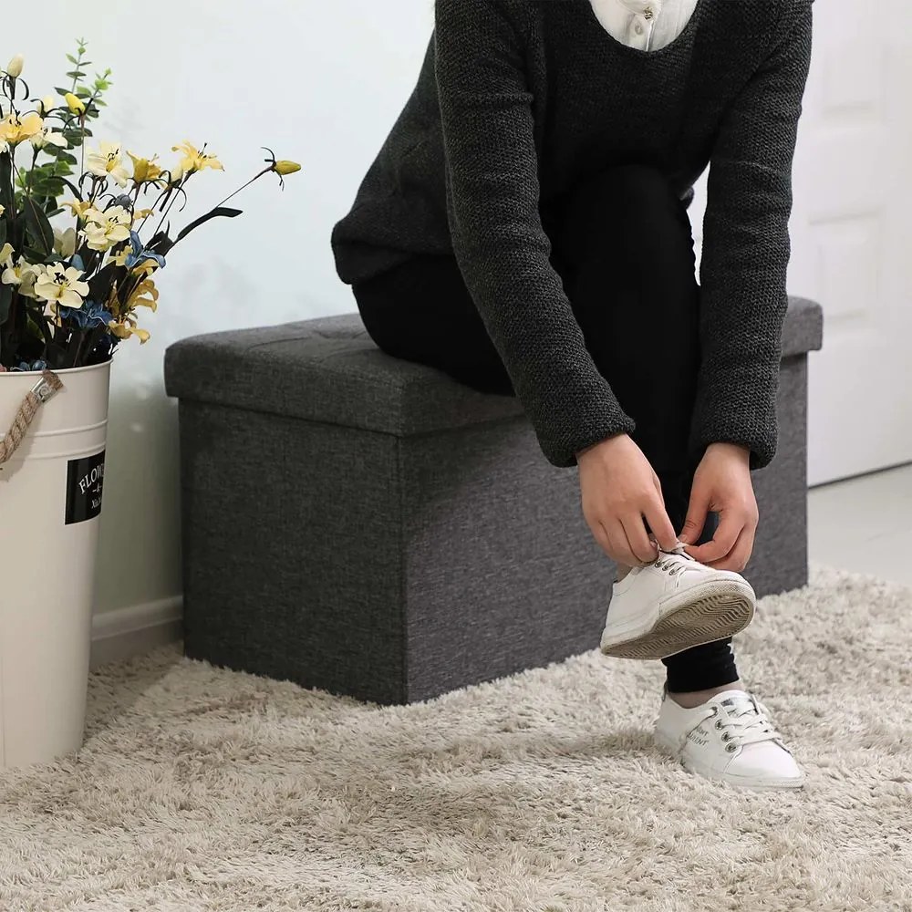 Taboretka z miejscem do przechowywania OTO, 76x38x38cm, antracyt SongmicsHome