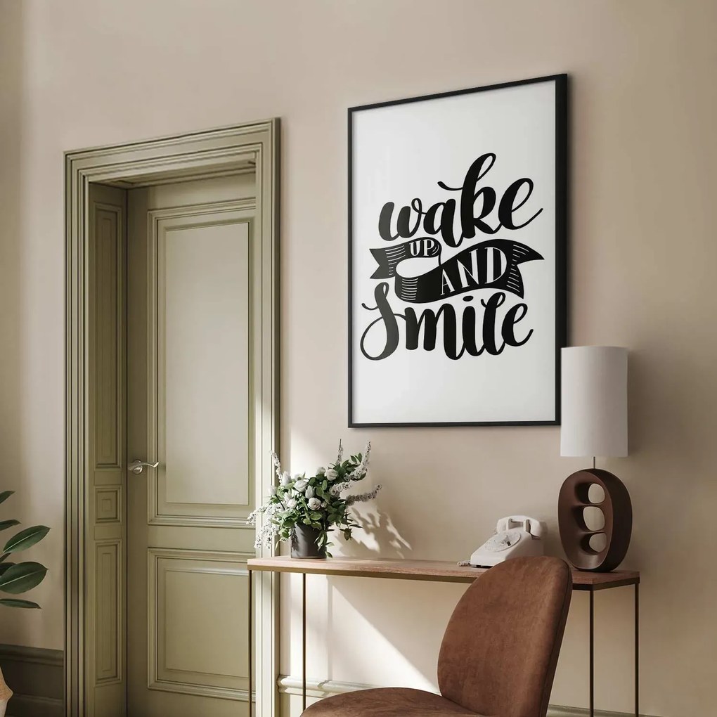 Plakat Wake up and smile 29,7x42 cm z ramą czarną bez marginesu ARTGEIST B