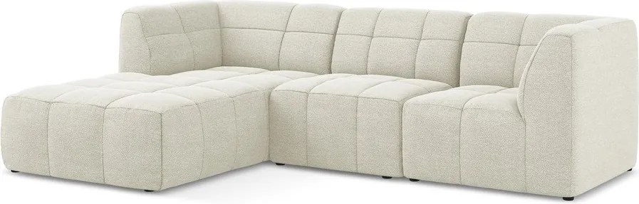 Beżowy narożnik z materiału bouclé (lewostronny/z szezlongiem) Aloha – Makamii