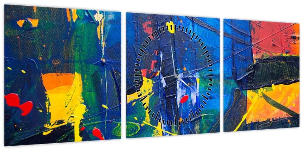 Obraz - Abstrakcja (z zegarem) (90x30 cm)