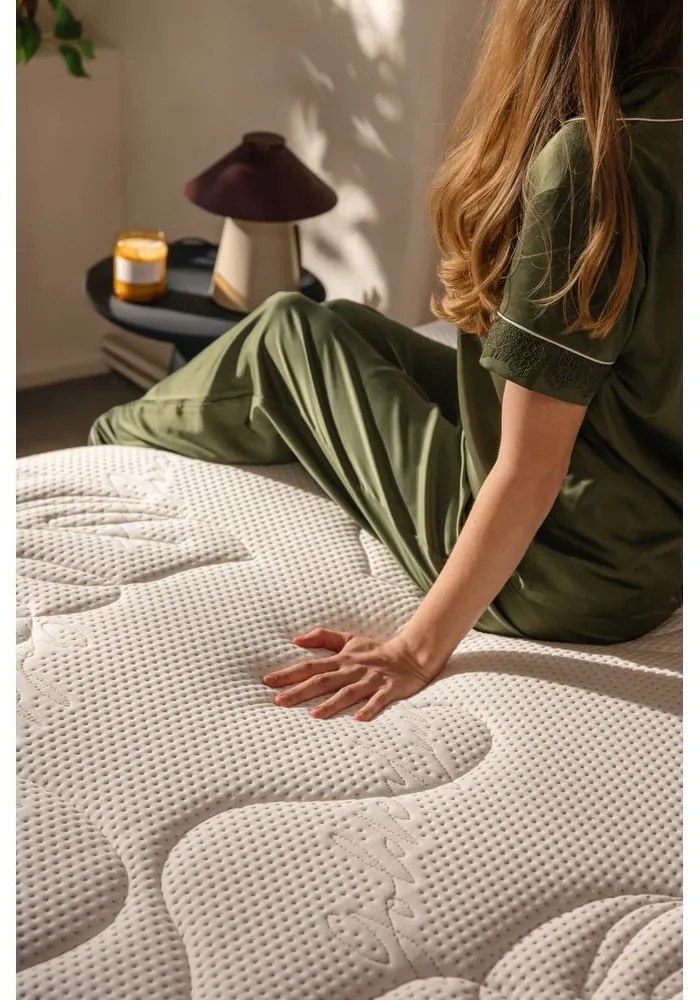 Szare tapicerowane łóżko dwuosobowe ze schowkiem z materacem i stelażem 160x200 cm Myra Slim Line – Bonami Selection