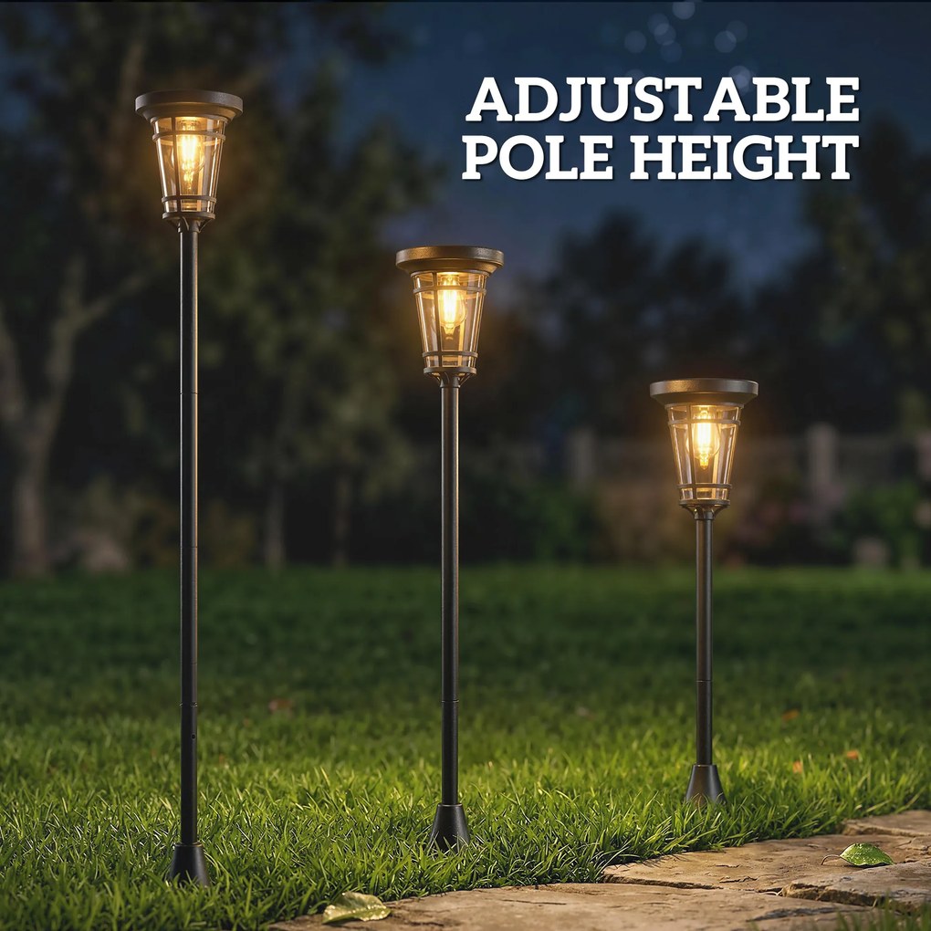 Outsunny Solarny zestaw 2 lamp stojących 180 cm z 2 trybami jasności i czujnikiem światła, IP44 | Aosom PL