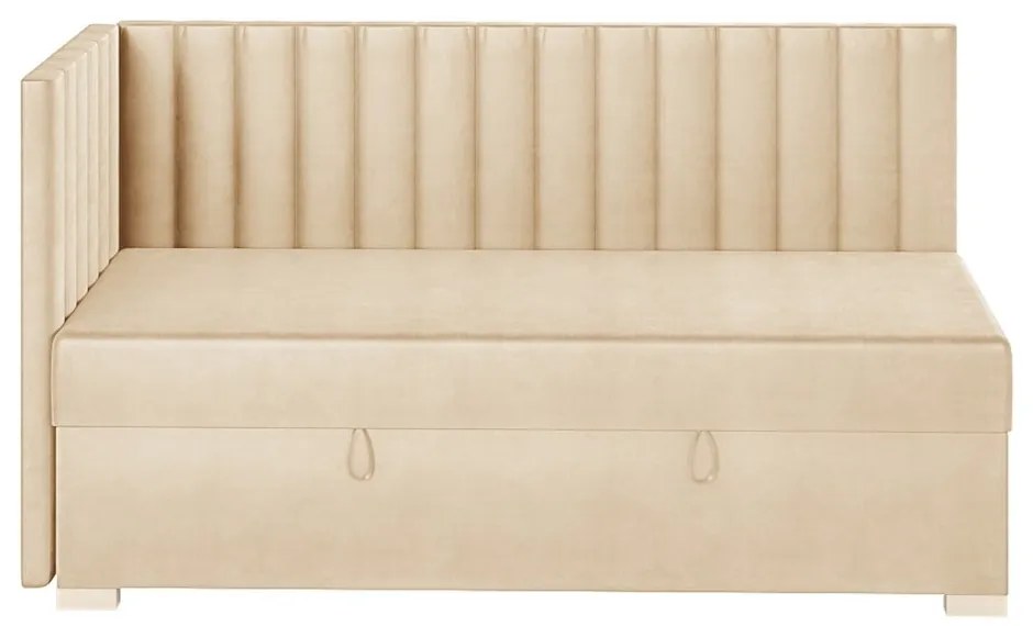 Beżowe narożne łóżko dziecięce ze schowkiem i materacem 90x200 cm Snugi – Ghado