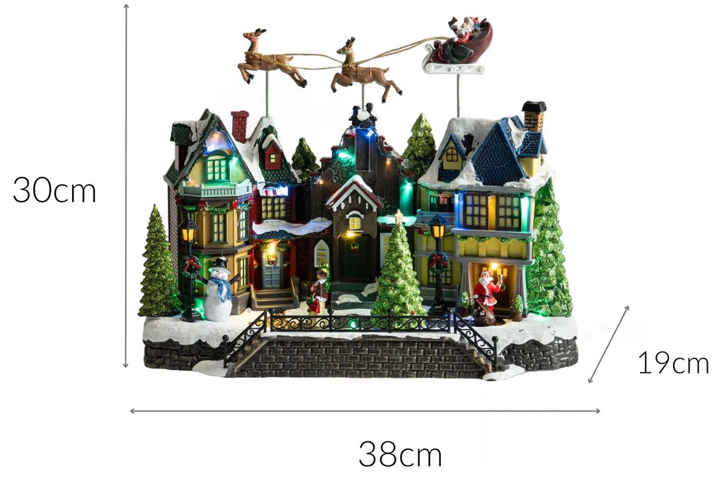 Ruchoma scenka z lecącymi saniami, 39 cm