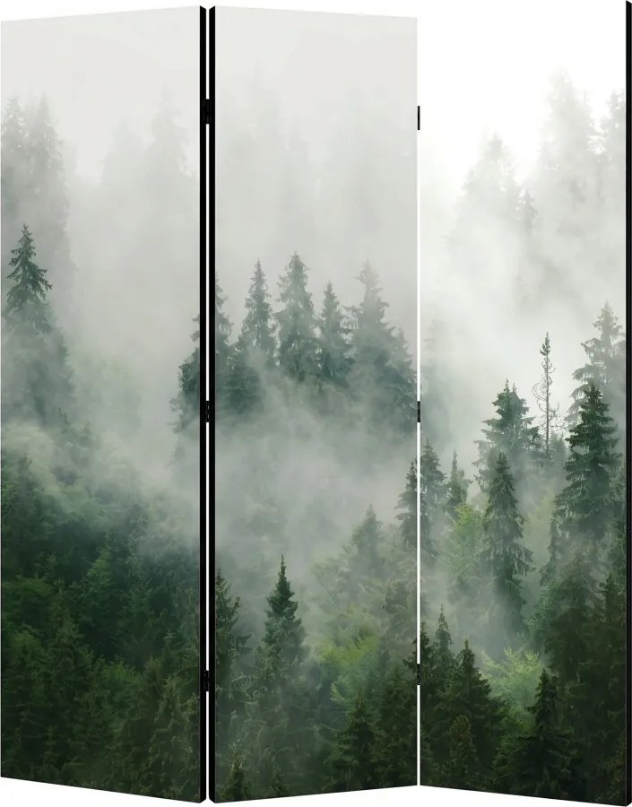 Parawan pokojowy 3-częściowy 135x172 Dwustronny dekoracyjny naturalistyczny skandynawski Mglisty Las Górski