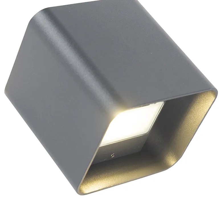 Zewnetrzna Nowoczesna lampa ścienna ciemnoszara z LED IP54 kwadratowa - Evi Nowoczesny Oswietlenie zewnetrzne