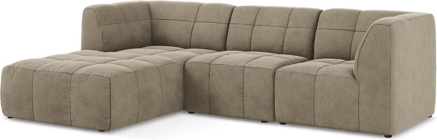 Brązowy aksamitny narożnik (lewostronny/z szezlongiem) Aloha – Makamii