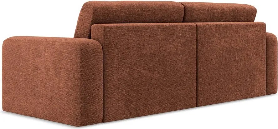 Rozkładana sofa ze schowkiem z tkaniny szenilowej w kolorze terakoty 252 cm Kona – Makamii