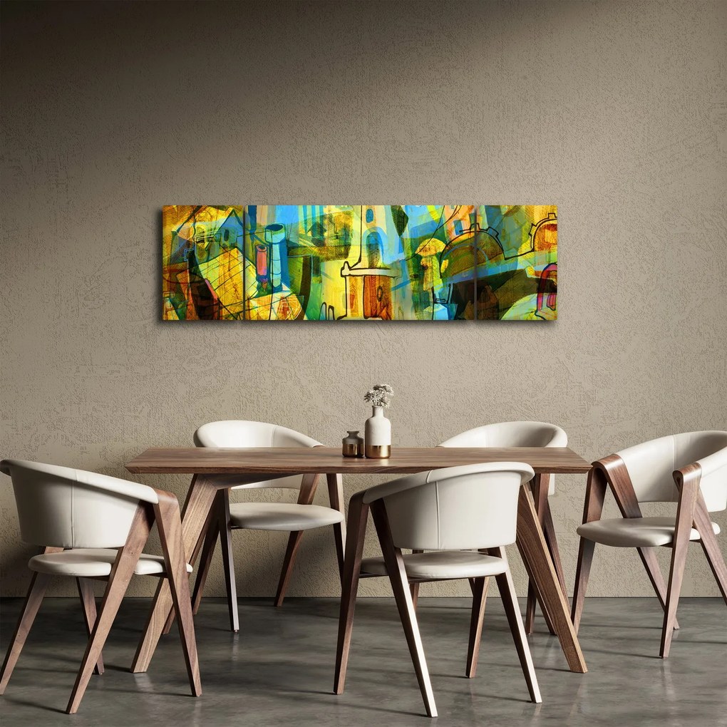 Obraz - Architektura, abstrakcja kubistyczna (170x50 cm)