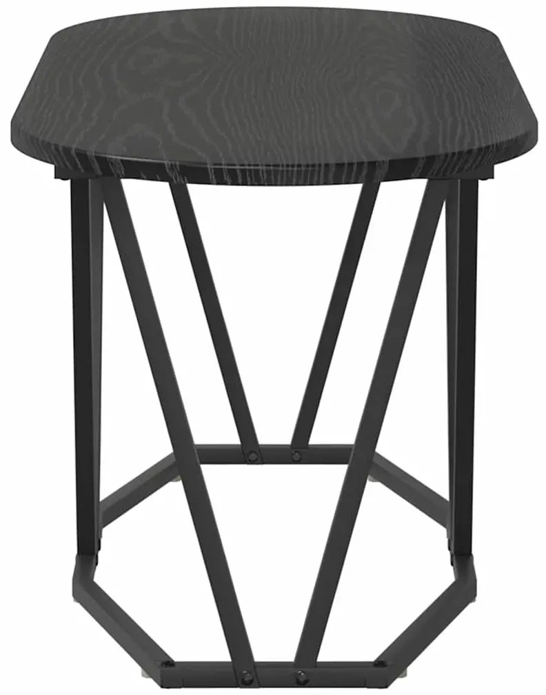 Czarny owalny stolik kawowy industrialny czarny dąb W4-C41