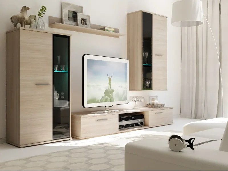 Meblościanka Salso biała witryny szafka rtv zestaw mebli do salonu