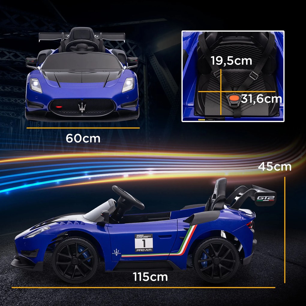AIYAPLAY Samochód Elektryczny dla Dzieci 12V, Licencjonowany, Pilot, Amortyzowane Koła, Niebieski, 115x60x45 cm