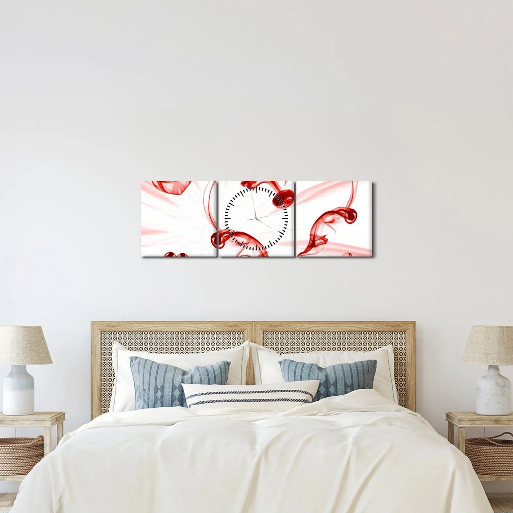Obraz serce z dymu (z zegarem) (90x30 cm)