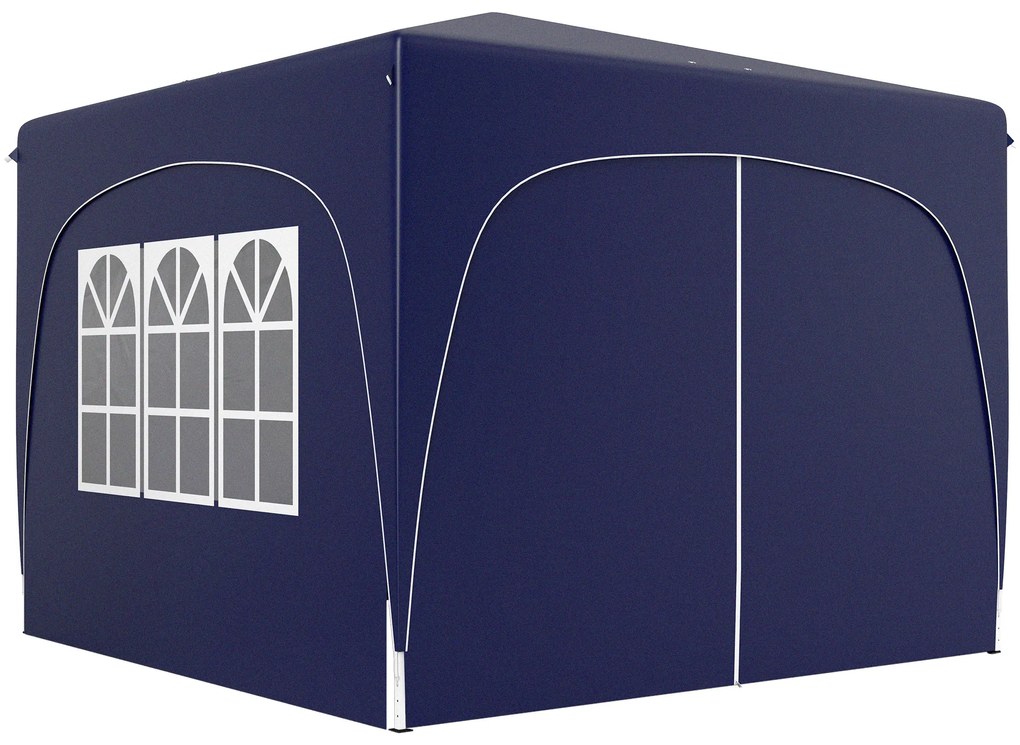 Outsunny 3 x 3 m Pawilon, Pop-up Namiot Ogrodowy z Bocznymi Ścianami i Torbą, UPF50+, Regulowana Wysokość, Granatowy