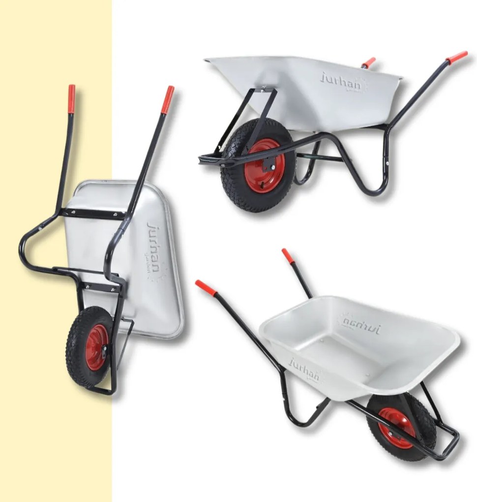 Taczka ogrodowa ocynkowana BARRY, max. pojemność 100l/250kg, srebrna/czarna Gardebruk