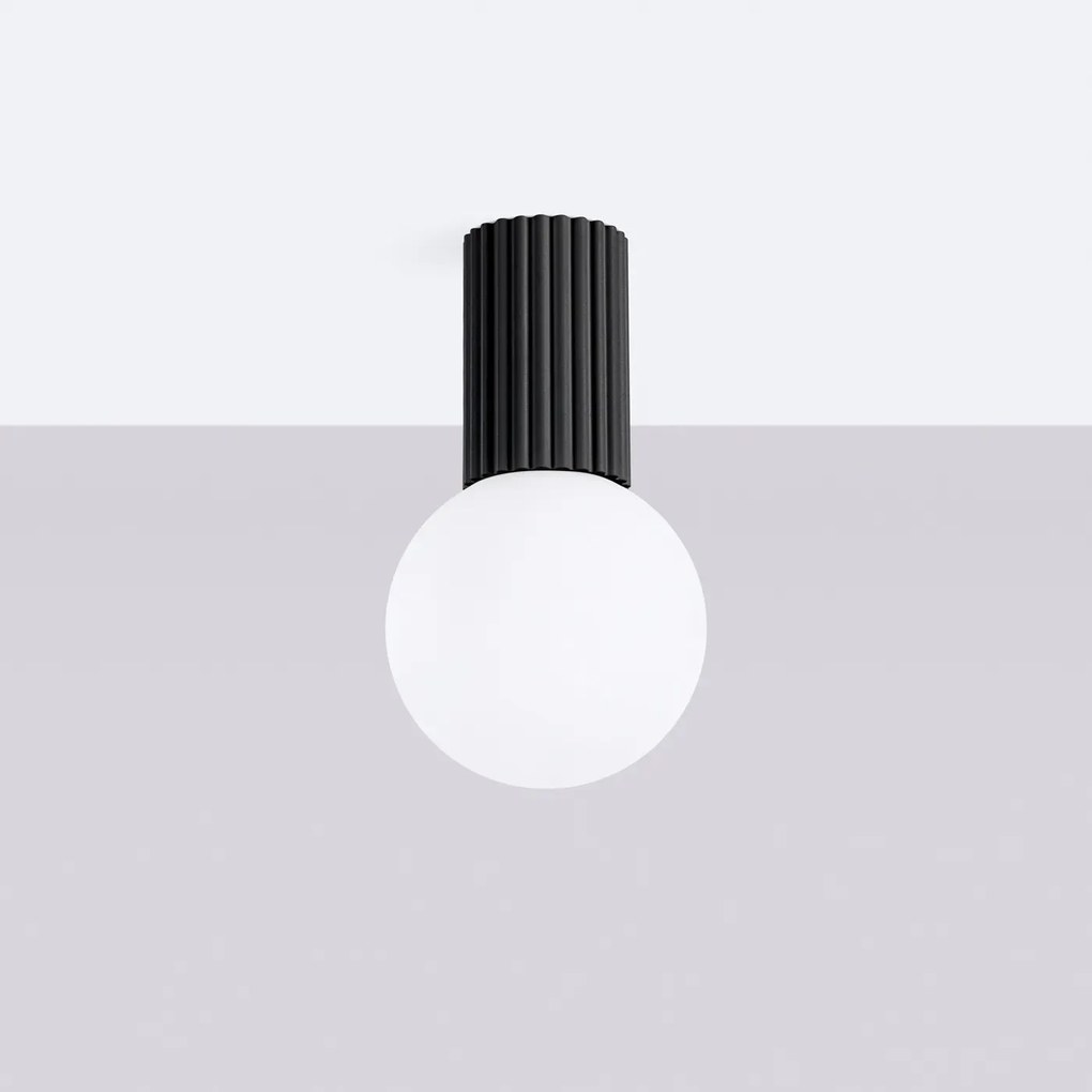 Plafon HALO czarny IP44 ryflowany SOLLUX  LIGHTING