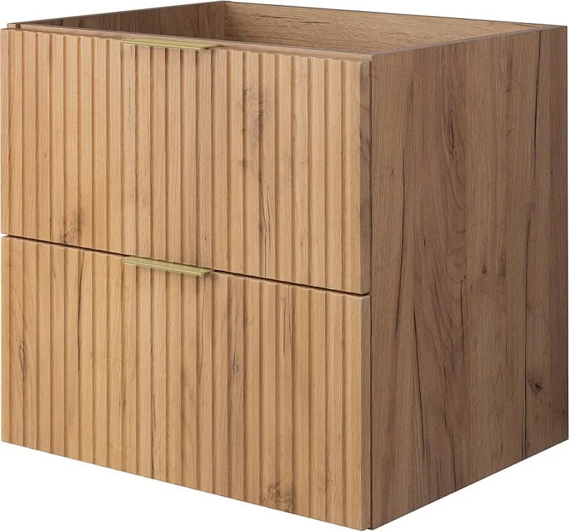 Szafka pod umywalkę, Dąb Craft, 60 x 57 x 46 cm, uchwyt złoty, bez blatu