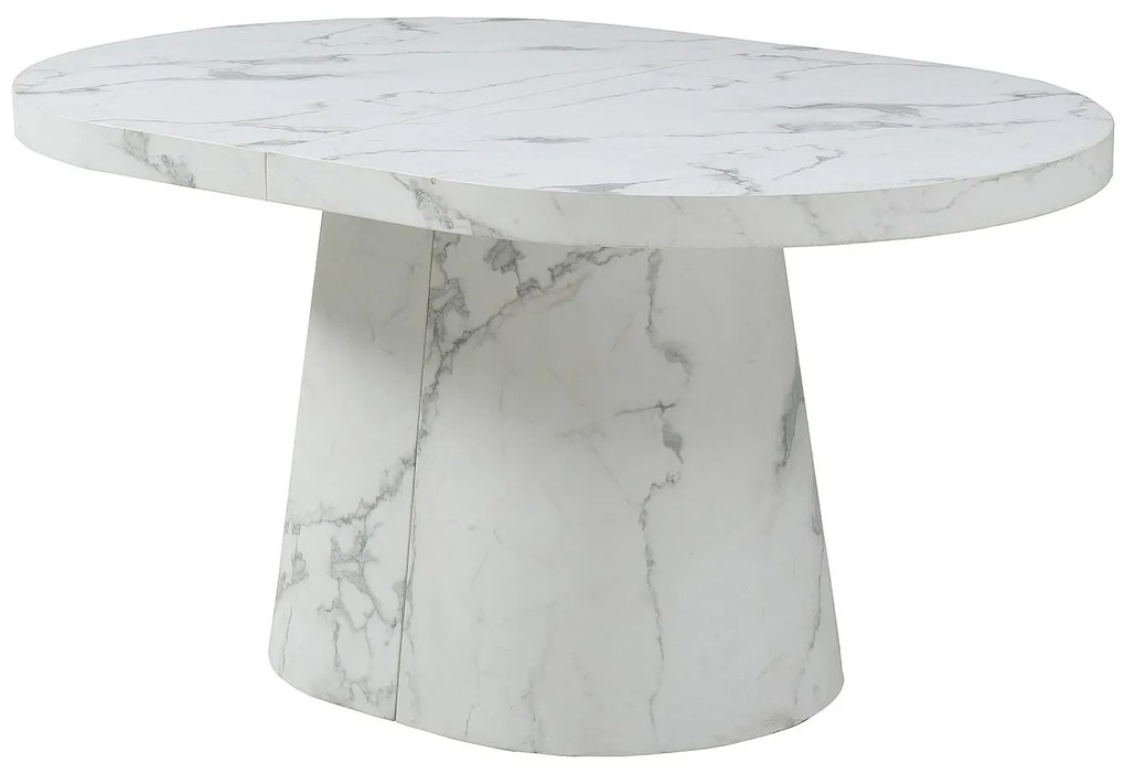 Stół do jadalni rozkładany dla 6 do 12 osób z MDF - Efekt białego marmuru - CLOEVA