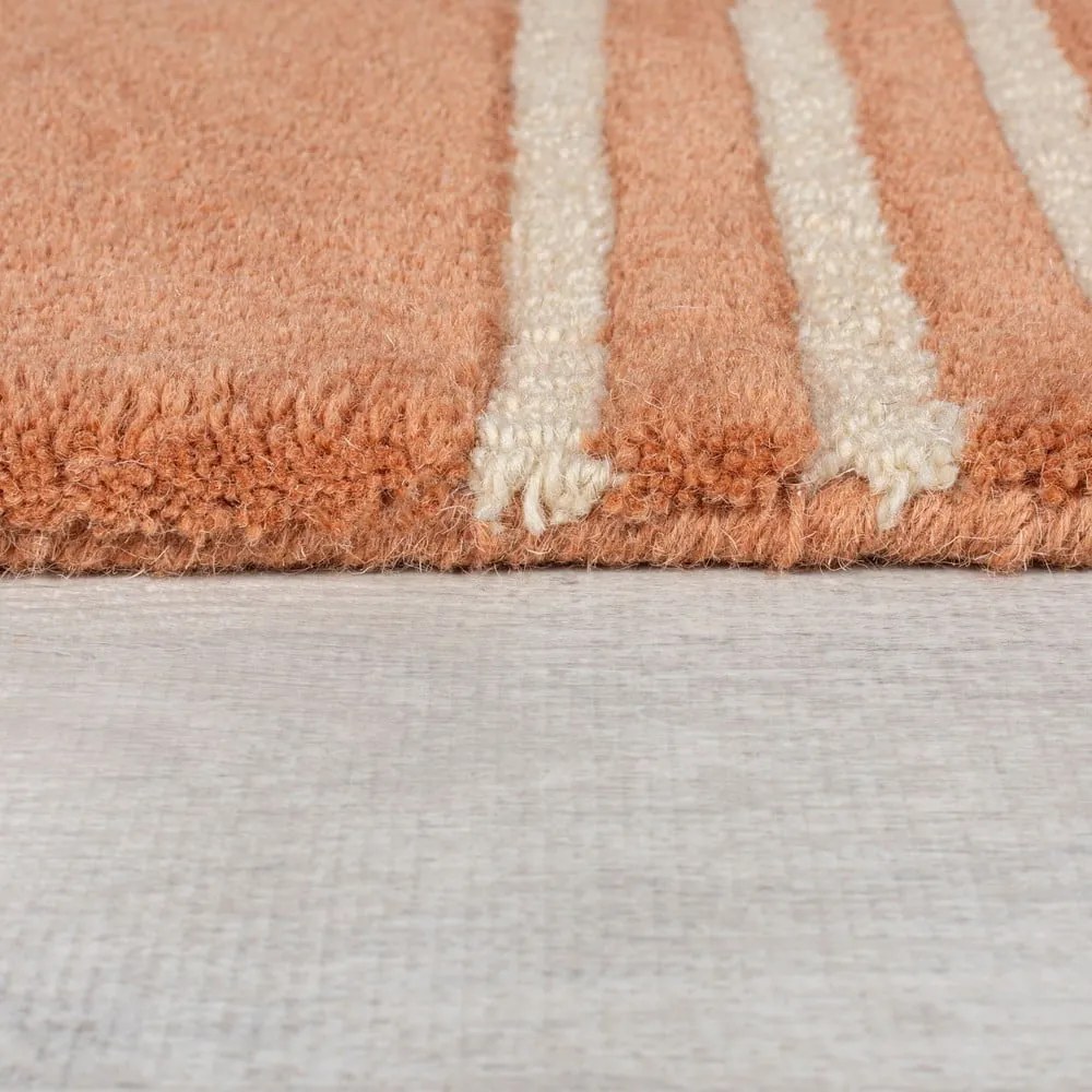 Wełniany dywan tkany ręcznie w kolorze terakoty 200x290 cm Lozenge Terracotta – Flair Rugs